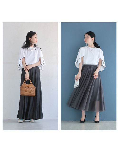 tシャツ 二の腕隠しのひらひらケープ風カットソートップス レディース cawaii tシャツ 二の腕隠しのひらひらケープ風カットソー