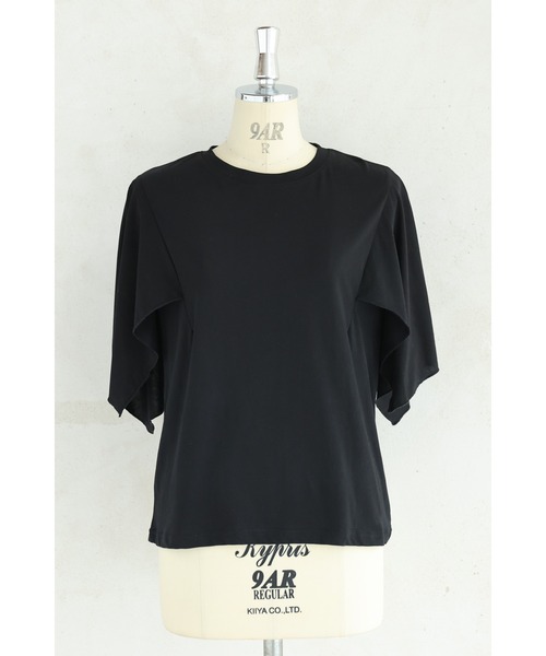 cawaii tシャツ 二の腕隠しのひらひらケープ風カットソー