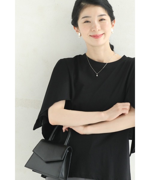 cawaii tシャツ 二の腕隠しのひらひらケープ風カットソー