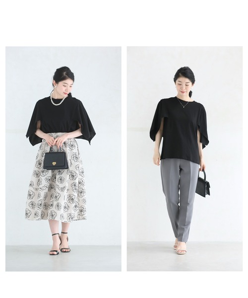 tシャツ 二の腕隠しのひらひらケープ風カットソートップス レディース cawaii tシャツ 二の腕隠しのひらひらケープ風カットソー