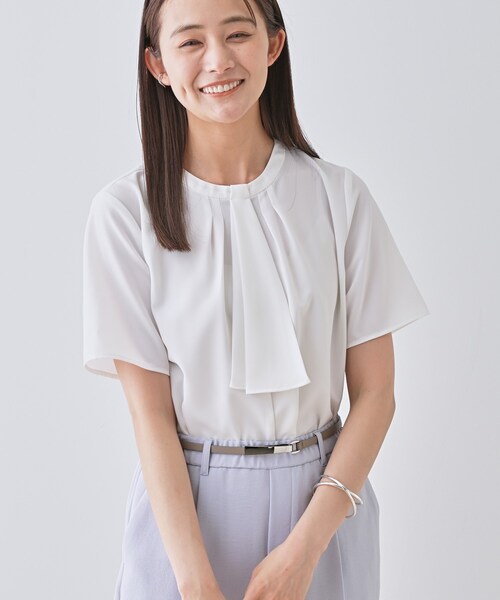 INDIVI　ボウタイブラウス INDIVI ブラウス シャツ 「洗える／UVケア」幾何学柄＆無地