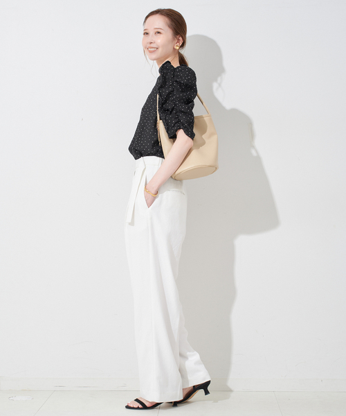 SLOBE IENA ブラウス シャツ シアードット袖ボリュームブラウス