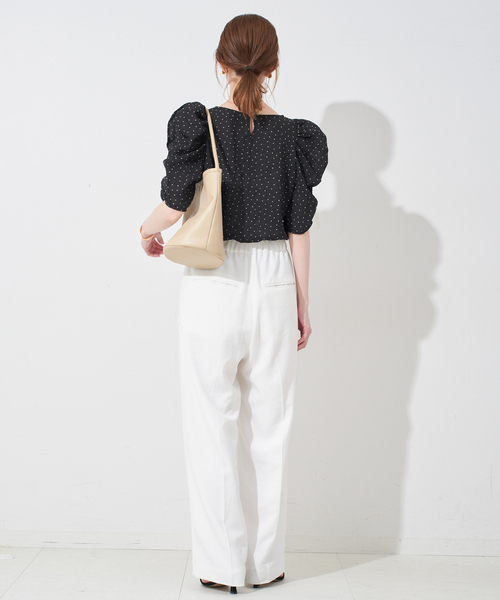SLOBE IENA ブラウス シャツ シアードット袖ボリュームブラウス
