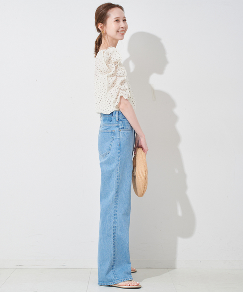 SLOBE IENA ブラウス シャツ シアードット袖ボリュームブラウス
