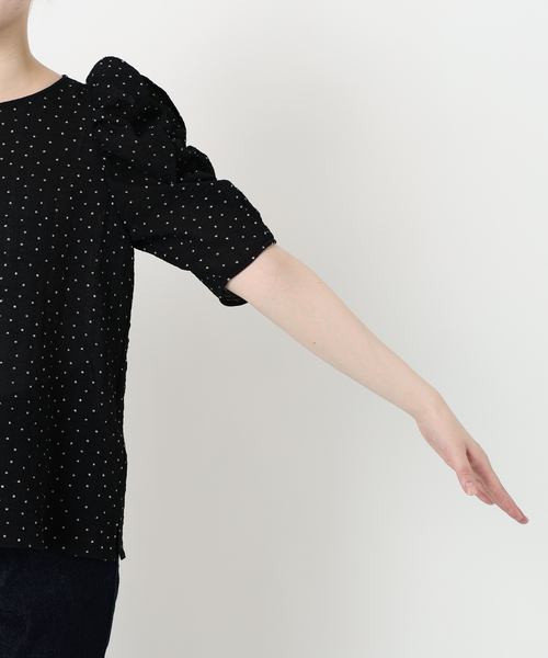 SLOBE IENA ブラウス シャツ シアードット袖ボリュームブラウス