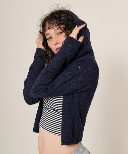 TINA：JOJUN（ティーナジョジュン） ニットパーカー M ネイビー