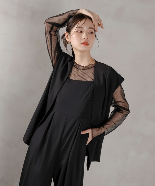 【値下げ中】kana パンツドレス セットアップ 結婚式 お呼ばれ　パーティー Kana パンツドレス セットアップ フレア 切り替え ワンピース