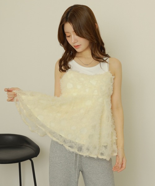 キャミソール tulle peplum camisole/チュールモチーフペプラム