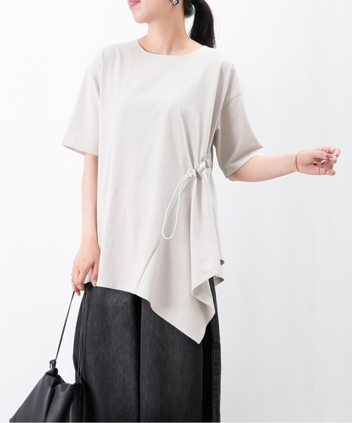 tシャツ LC/LLL アシンメトリーギャザーTシャツ/変形シルエットTシャツ レディース LADY LUCK LUCA tシャツ LC/LLL アシンメトリーギャザーTシャツ