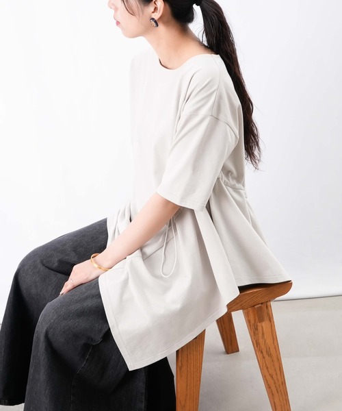 LADY LUCK LUCA tシャツ LC/LLL アシンメトリーギャザーTシャツ