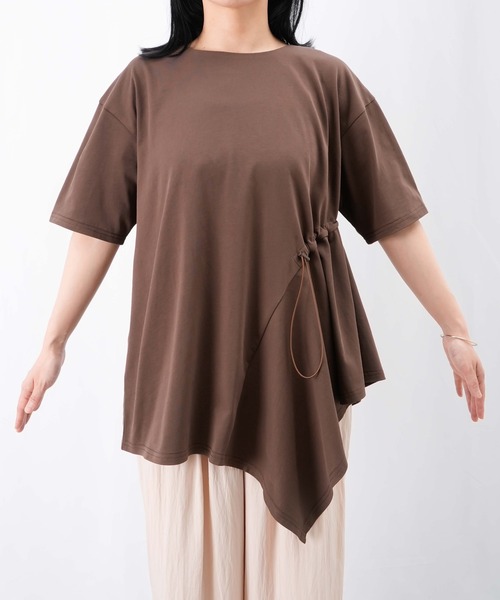 tシャツ LC/LLL アシンメトリーギャザーTシャツ/変形シルエットTシャツ レディース LADY LUCK LUCA tシャツ LC/LLL アシンメトリーギャザーTシャツ