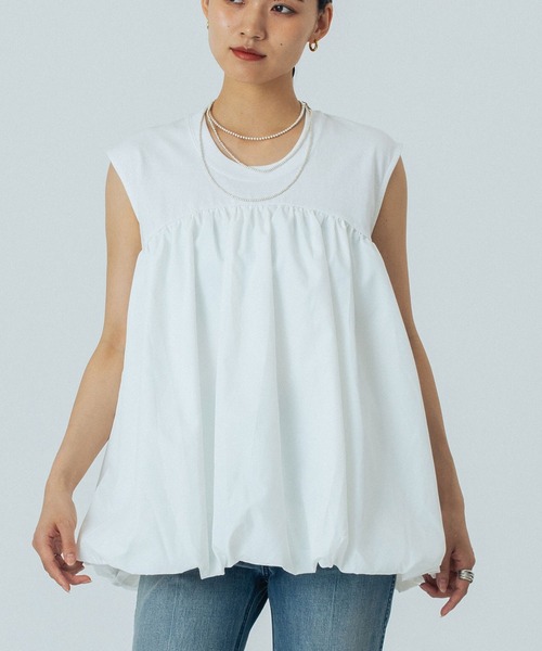 タンクトップ ノースリーブ FABRIC COMBINATION TANK レディース