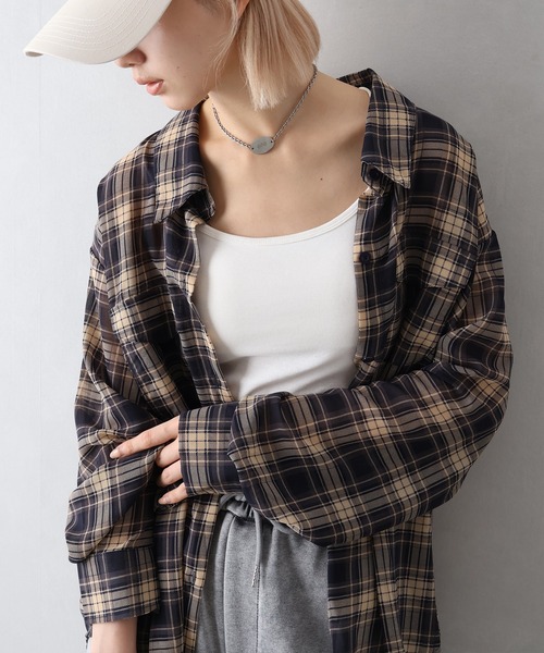 SpRay ブラウス シャツ シアーチェック2WAYシャツ レディース