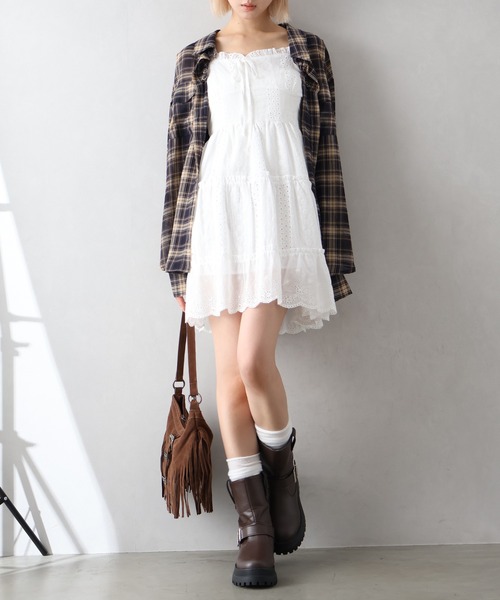 極美品✨スピック&スパン　シアーシャツ　チェック　ゆったり　ブラック　2WAY セール】シアーチェック2WAYシャツ（シャツ/ブラウス）｜Spick