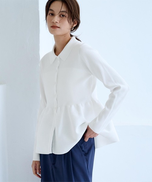 「ur's」 ニットカーディガン L ライトブルー レディース