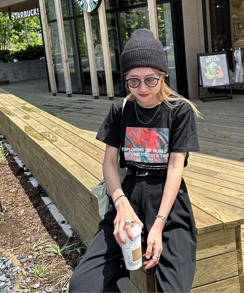 「feepur」 半袖Tシャツ MEDIUM ブラック レディース