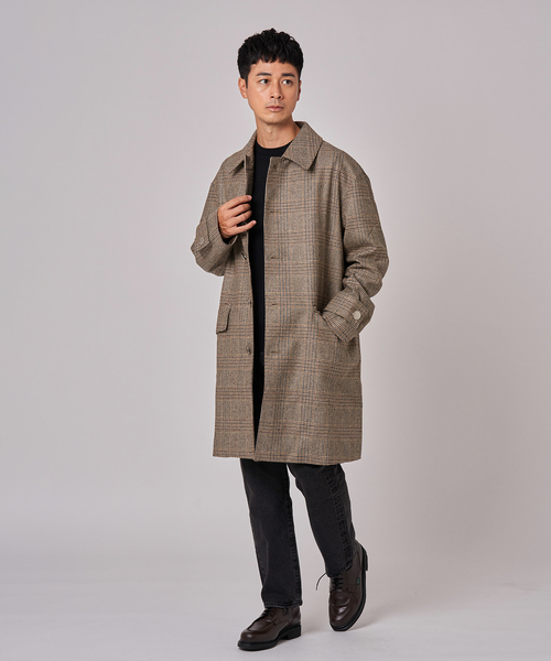 MACKINTOSH ゴム引き　グレンチェック ステンカラーコート　38 中古・古着通販】MACKINTOSH (マッキントッシュ) ゴム引きステン