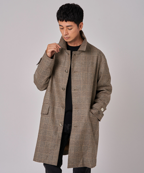 マッキントッシュ ステンカラーコート ベージュ チェック柄 ライナー付 撥水 マッキントッシュ ステンカラーコート ベージュ チェック柄
