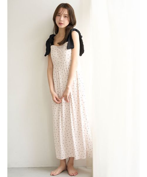 snidel  肩リボンワンピース　パジャマ SNIDEL HOME パジャマ ルームウェア ショルダーリボンカット