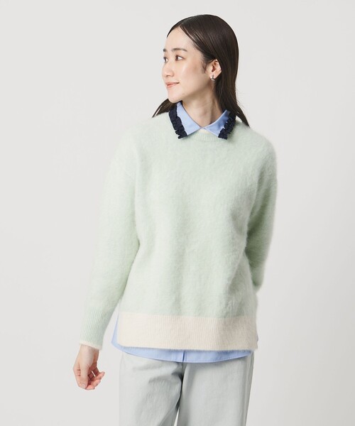 新品未使用タグ付 UNITED ARROWSミニフリルシャツウォッシャブルー