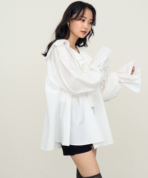 NOGLE ブラウス シャツ 「NOGLE/ノグル」2wayフリルラッフルブラウス
