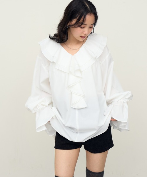 NOGLE ブラウス シャツ 「NOGLE/ノグル」2wayフリルラッフルブラウス