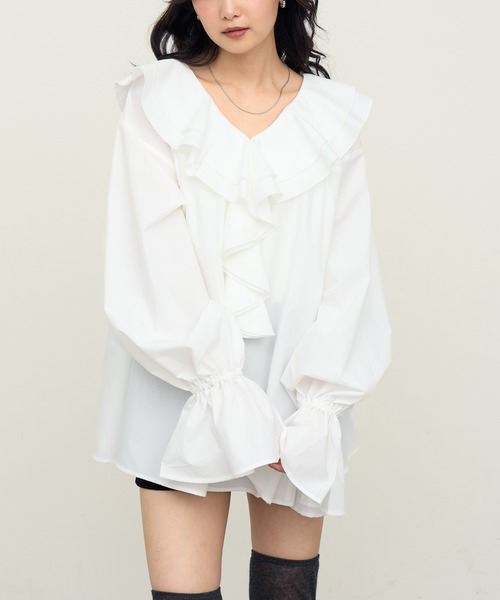 NOGLE ブラウス シャツ 「NOGLE/ノグル」2wayフリルラッフルブラウス