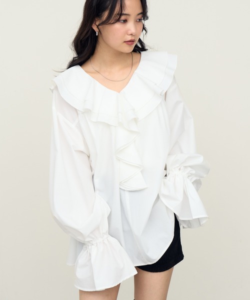 NOGLE ブラウス シャツ 「NOGLE/ノグル」2wayフリルラッフルブラウス