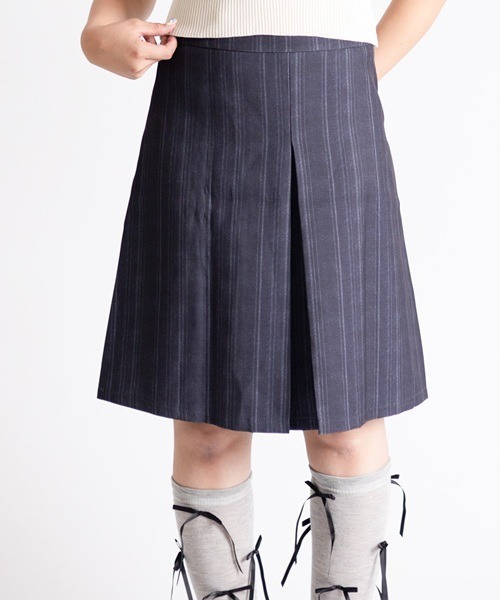 スカート 「Vini」ストライプ クラッシック プリーツスカート