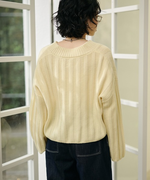 ニット セーター wool wide lib short knit /ウールワイドリブ