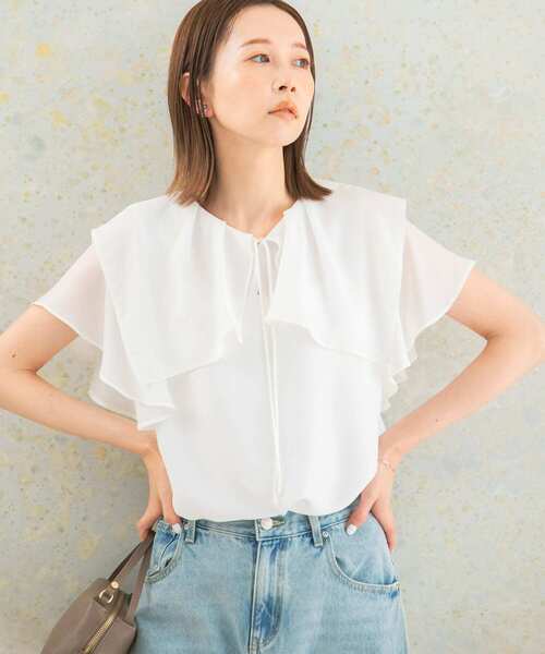 「URBAN RESEARCH ROSSO WOMEN」 半袖ブラウス FREE オフホワイト レディースの画像