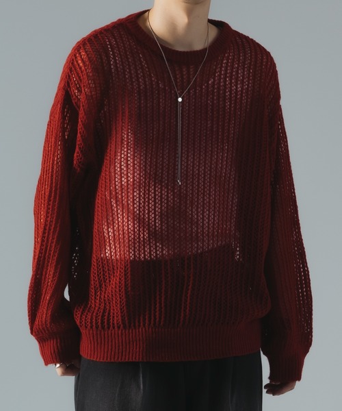 「epnok」 長袖ニット SMALL レッド メンズ_画像2