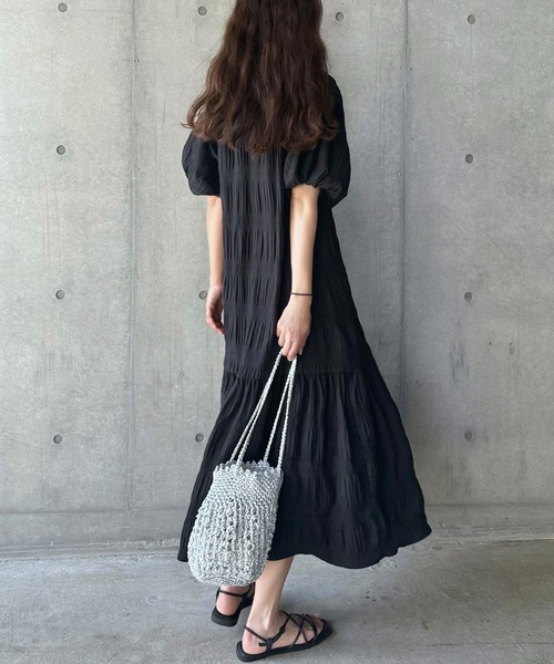 「LAUIR」 半袖ワンピース LARGE ブラック レディース_画像7