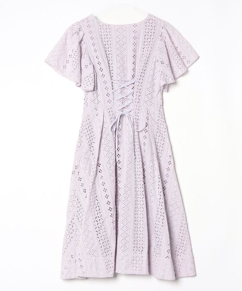 「31 Sons de mode」 レース半袖ワンピース 36 パープル レディース_画像2