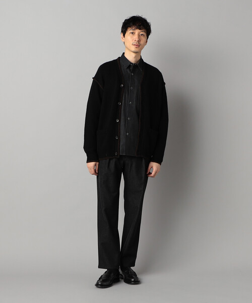 COMME CA DU MODE MEN 80s ウールカーディガン 黒 COMME CA MEN（コムサメン） カーディガン ブランケットステッチ