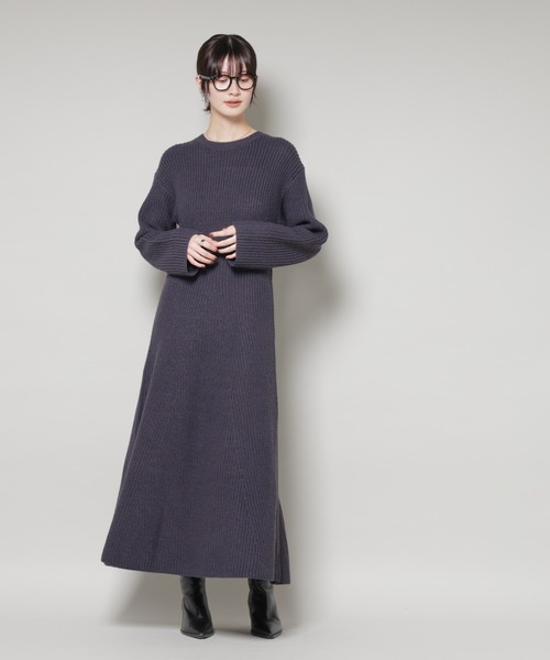 NANO universe（ナノ・ユニバース） ワンピース 片畦フレアニット