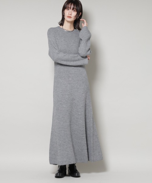 NANO universe（ナノ・ユニバース） ワンピース 片畦フレアニット