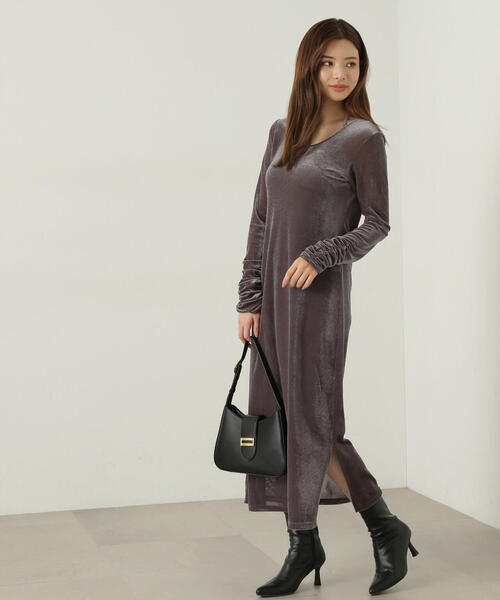 「PROPORTION BODY DRESSING」 長袖ワンピース MEDIUM グレー レディース_画像5