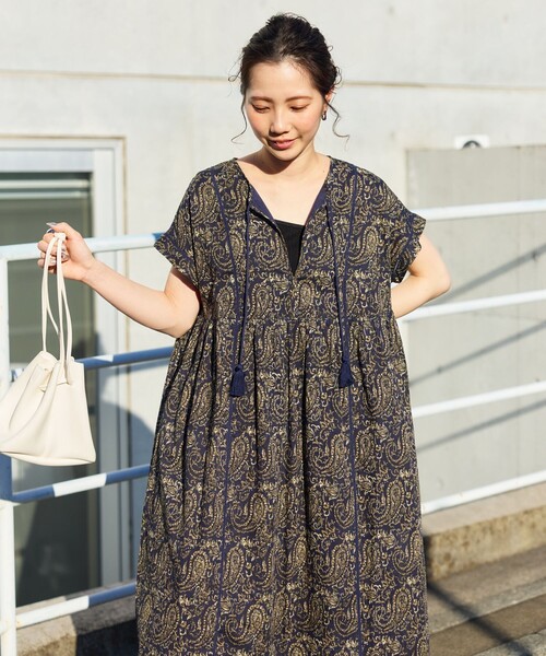 「FREAK'S STORE」 半袖ワンピース SMALL グリーン レディース_画像3