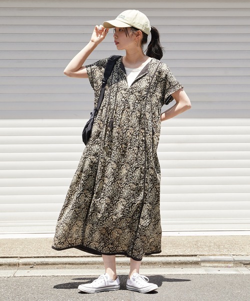 「FREAK'S STORE」 半袖ワンピース SMALL グリーン レディース_画像5