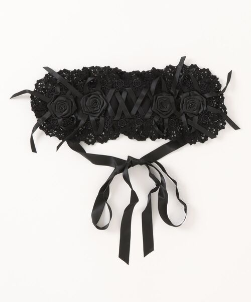 BODY LINE ボンネット　ヘッドドレス　ロリィタ　ピンク　黒　2色セット BODYLINE レースアップ2連薔薇ヘッドドレス : ZOZOTOWN Yahoo!店
