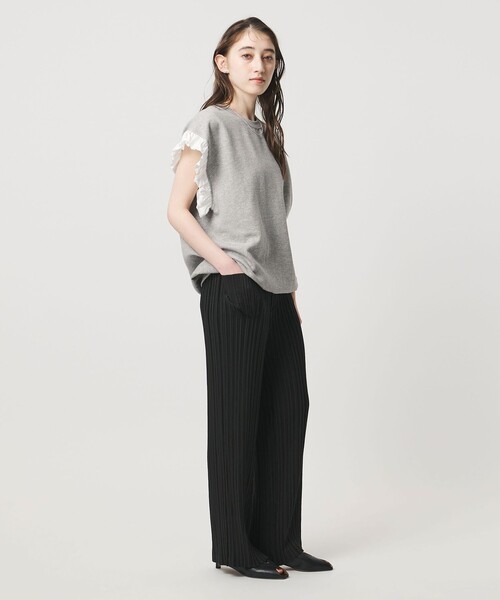 dahlia フリル付きグレー スウェット dahl'ia（ダリア） トレーナー スウェット 「dahl'ia」フリルスリーブ