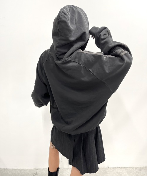 「WHO'S WHO gallery」 ジップアップパーカー FREE チャコールグレー レディース_画像7