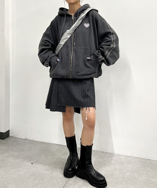 「WHO'S WHO gallery」 ジップアップパーカー FREE チャコールグレー レディース_画像9