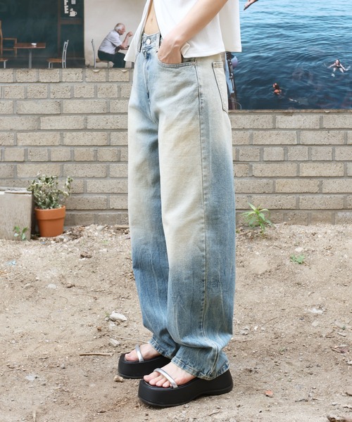 「FOLLOWIN」 デニムパンツ MEDIUM ブルー レディース_画像6