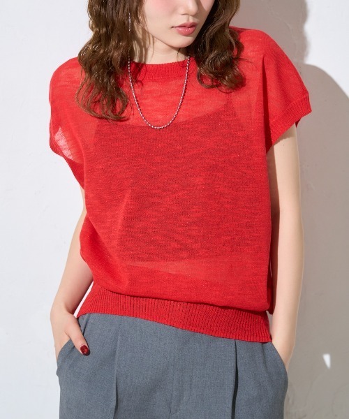 SHUSHU/TONG 赤 半袖ニット US8 SHUSHU/TONG 赤 半袖ニット US8 SHUSHU/TONG 赤 半袖ニット US8 SHUSHU