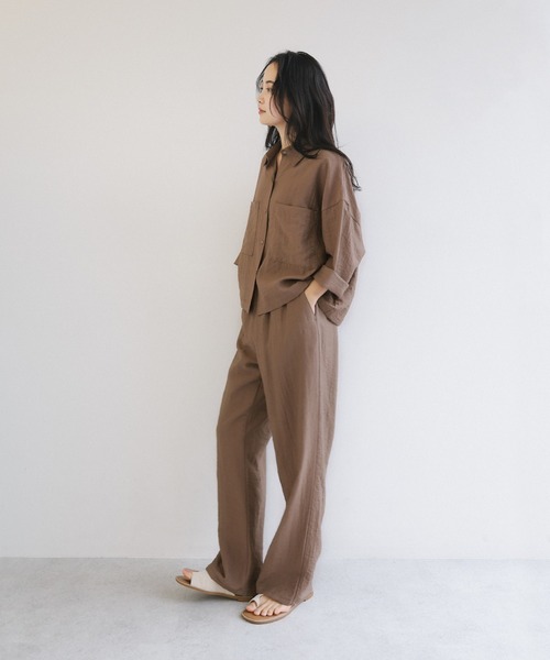 「andme」 「alma design」半袖シャツ M ライトベージュ レディース_画像4
