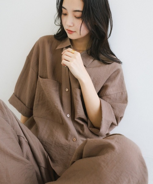 「andme」 「alma design」半袖シャツ M ライトベージュ レディース_画像7