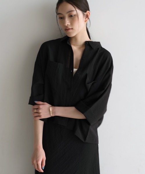「andme」 「alma design」半袖シャツ M ライトベージュ レディース_画像9