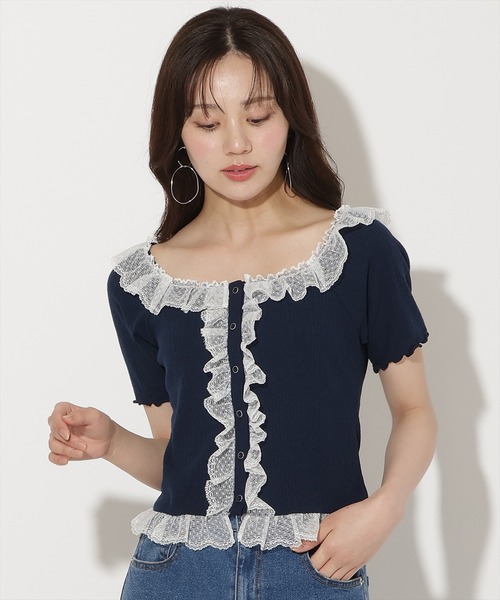 カットレースフリルプルオーバー WILLSELECTION（ウィルセレクション） tシャツ 半袖 レースフリル